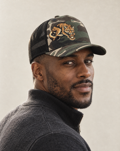 Model wearing the cap