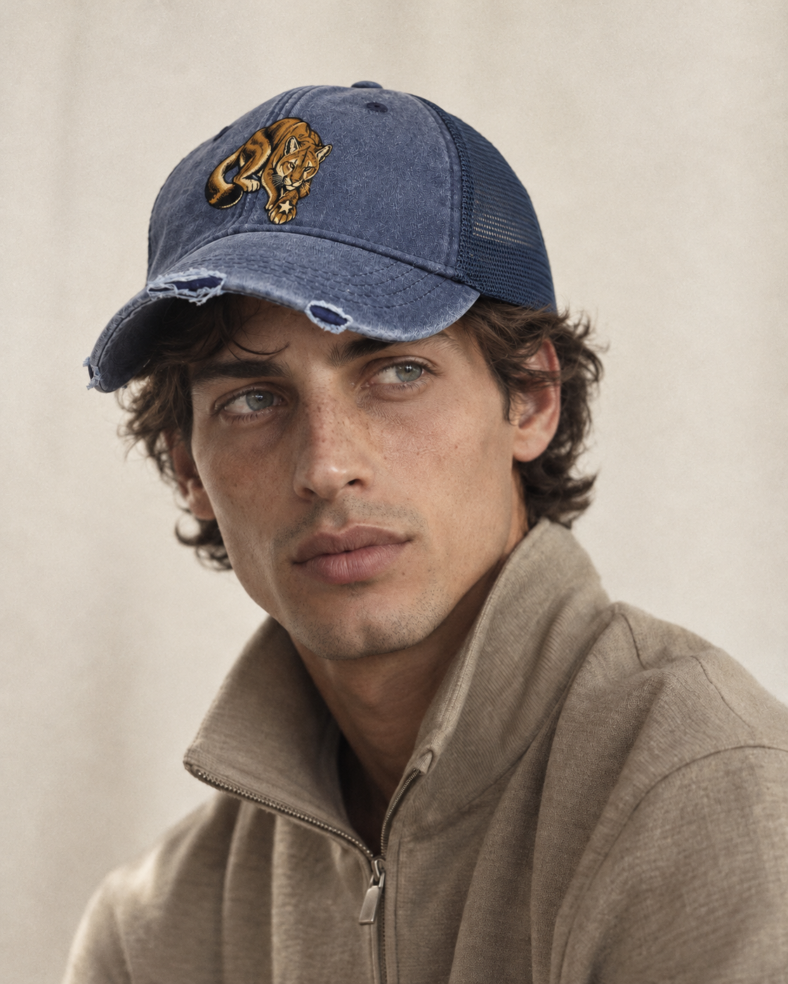 Model wearing the cap