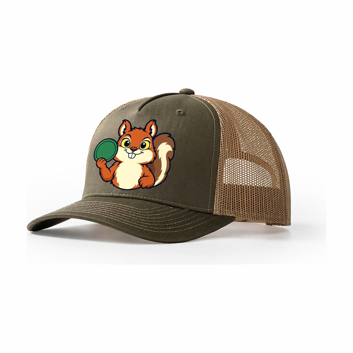 Course Squirrel Disc Golf Trucker Hat – Olive Khaki