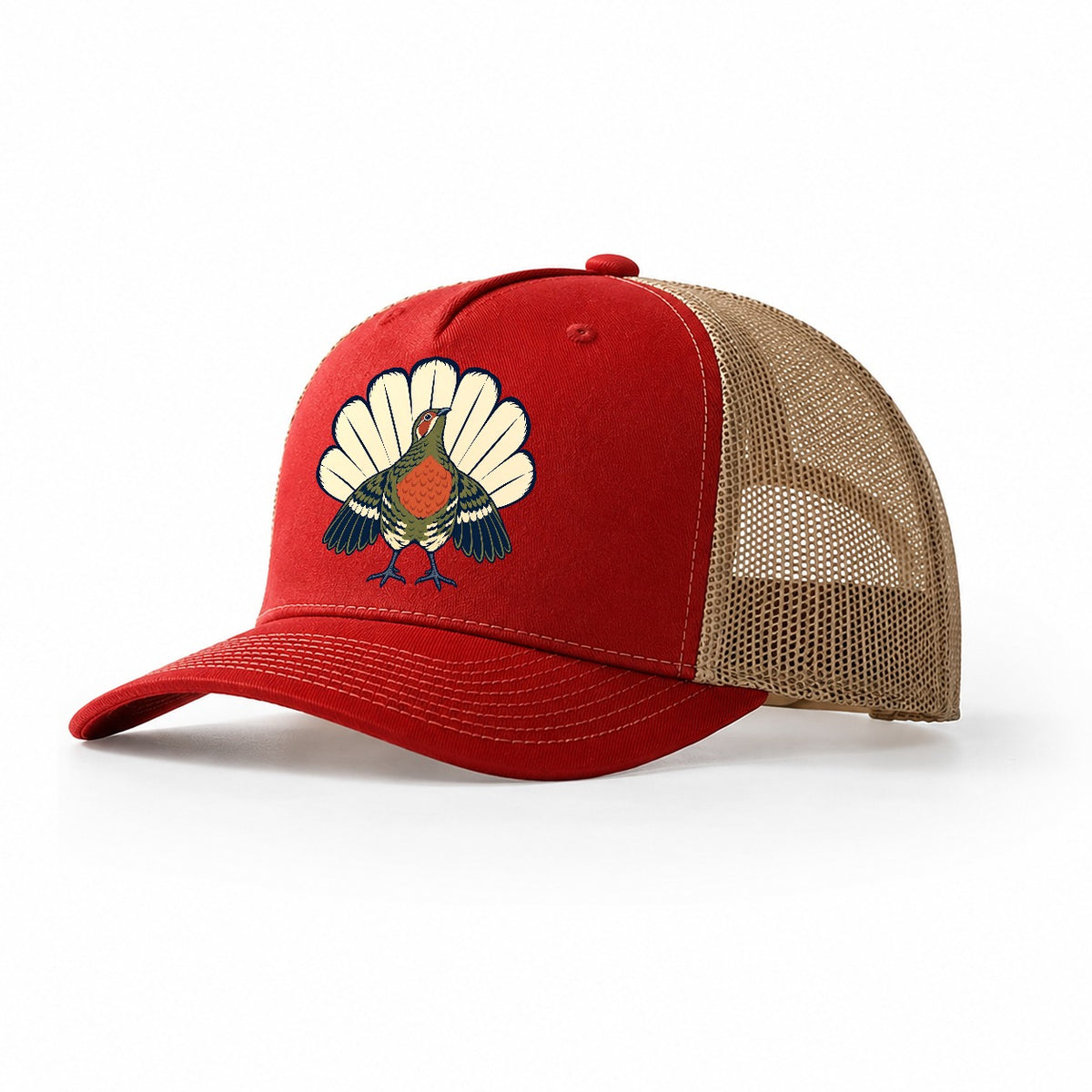 Courtship Display Study Birdwatching Trucker Hat – Red Khaki
