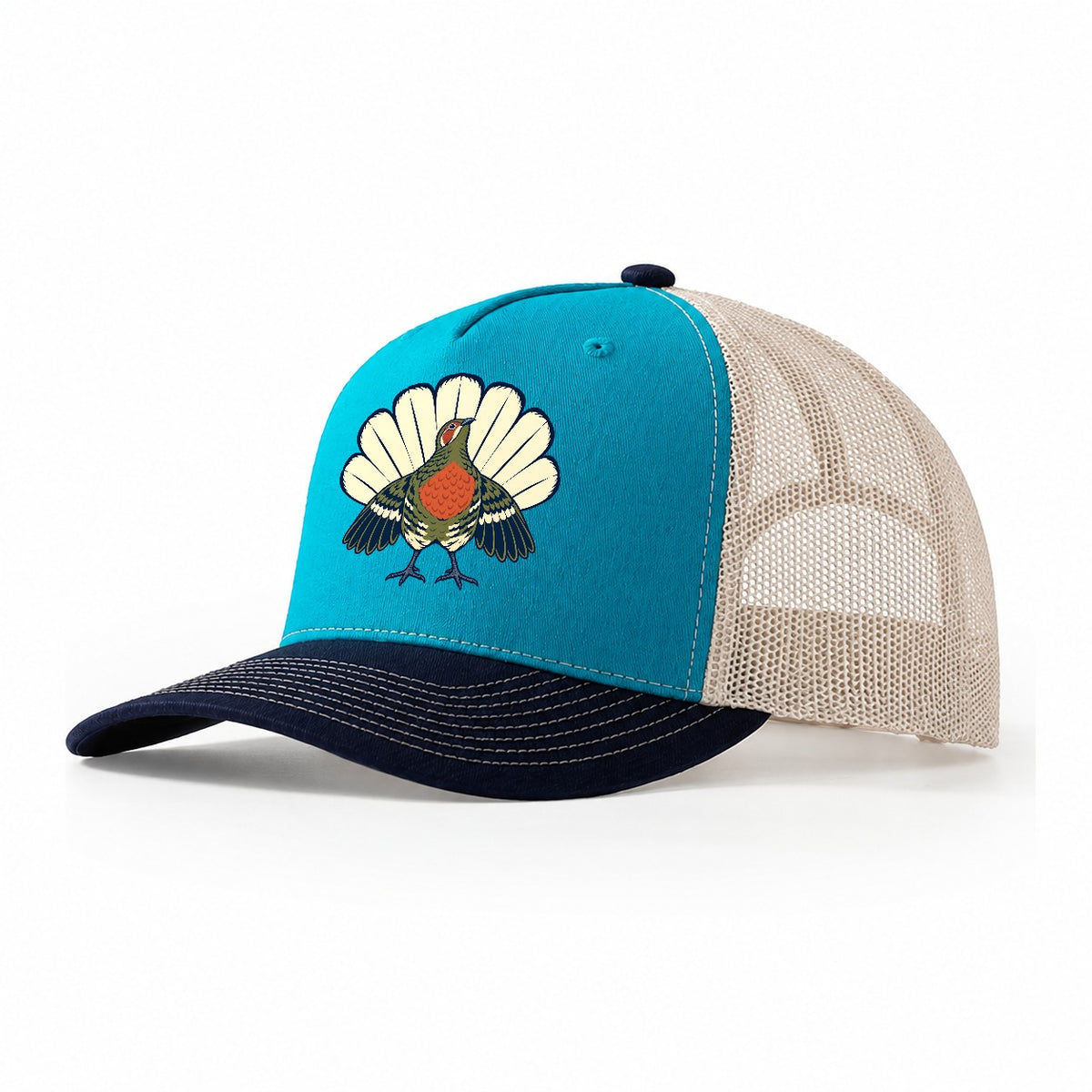 Courtship Display Study Birdwatching Trucker Hat – Teal Navy