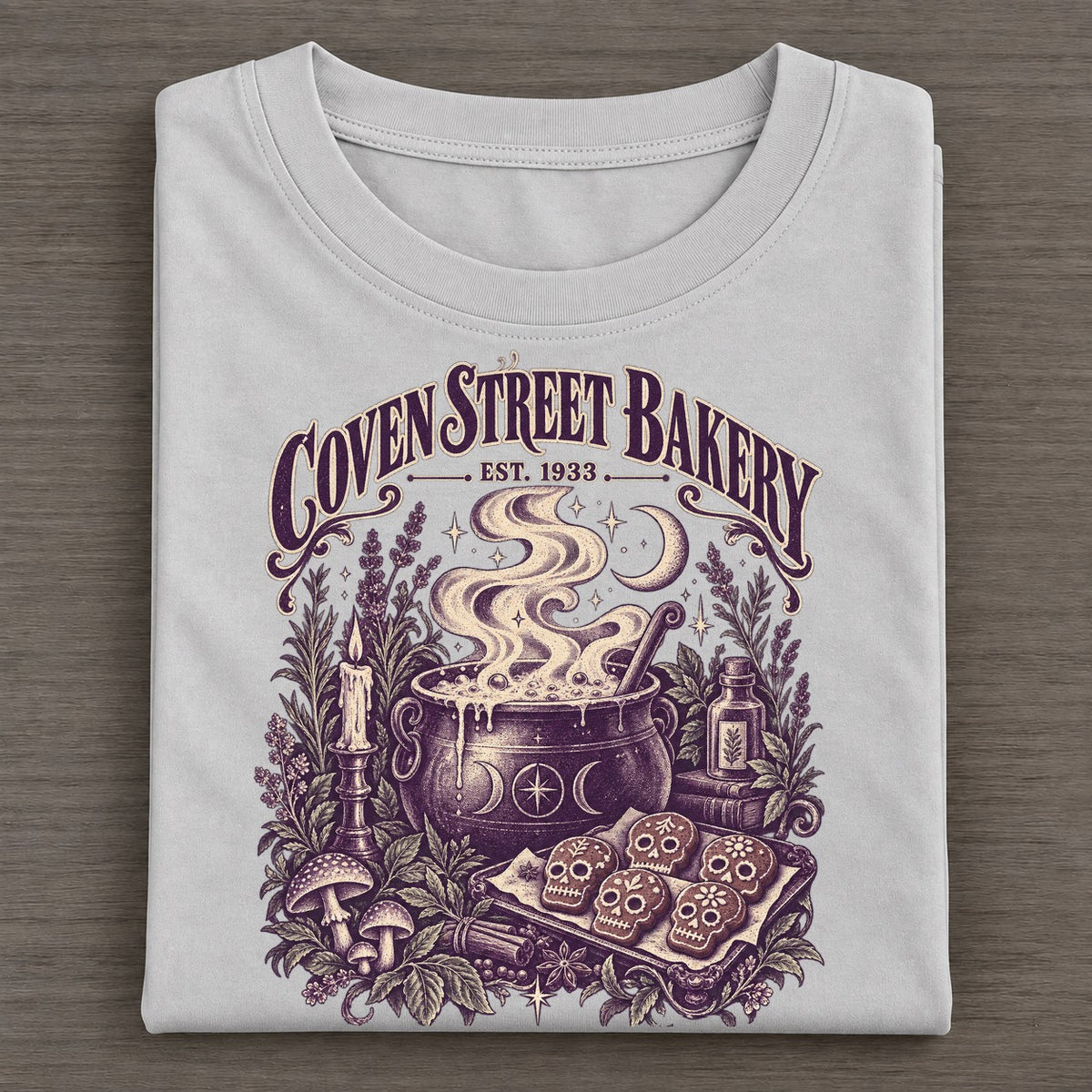 Coven Street Bakery Midnight Haunt Classic T-shirt – Grey
