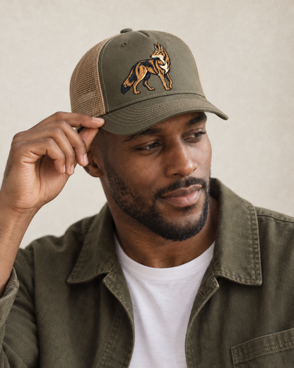 Model wearing the cap