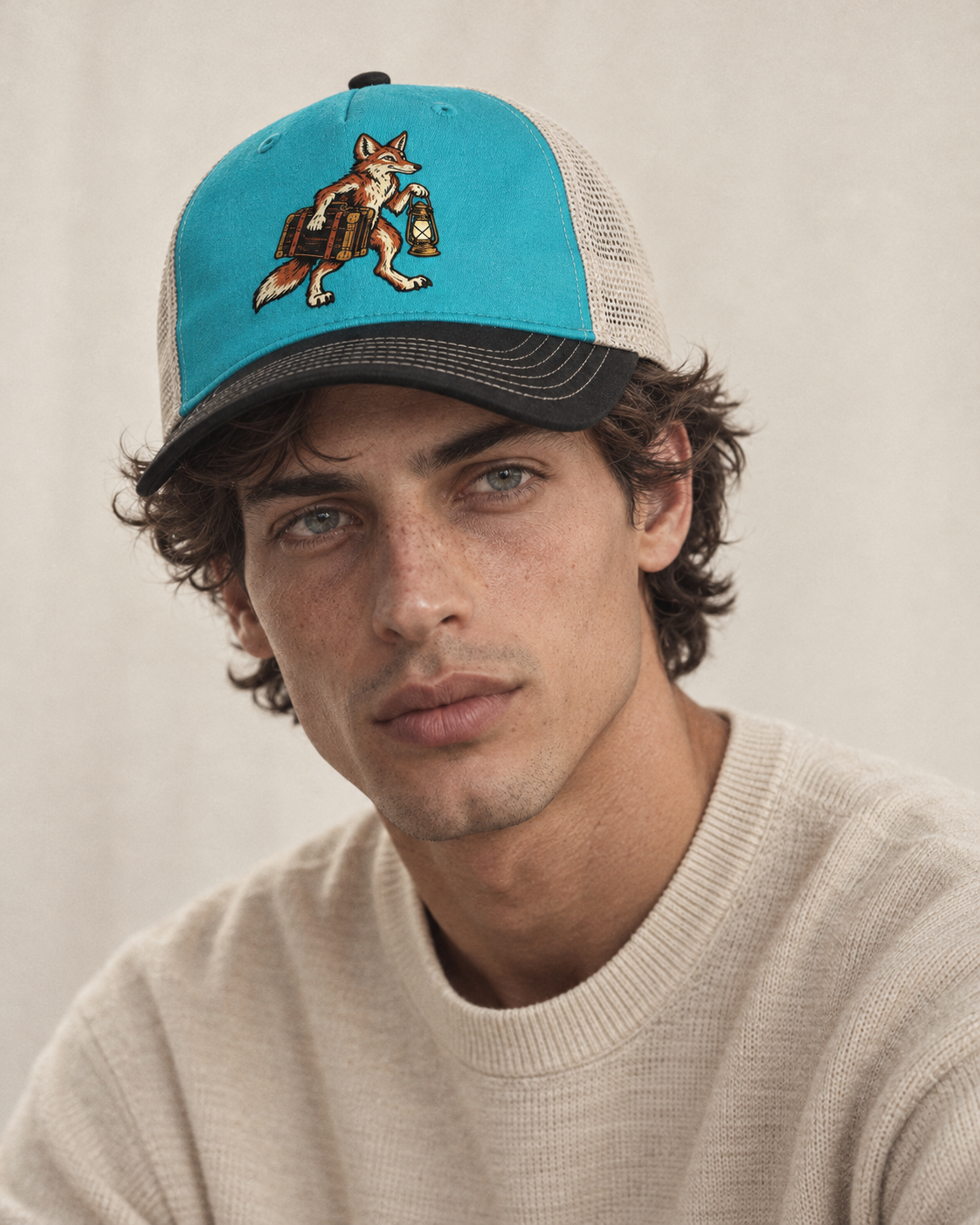 Model wearing the cap