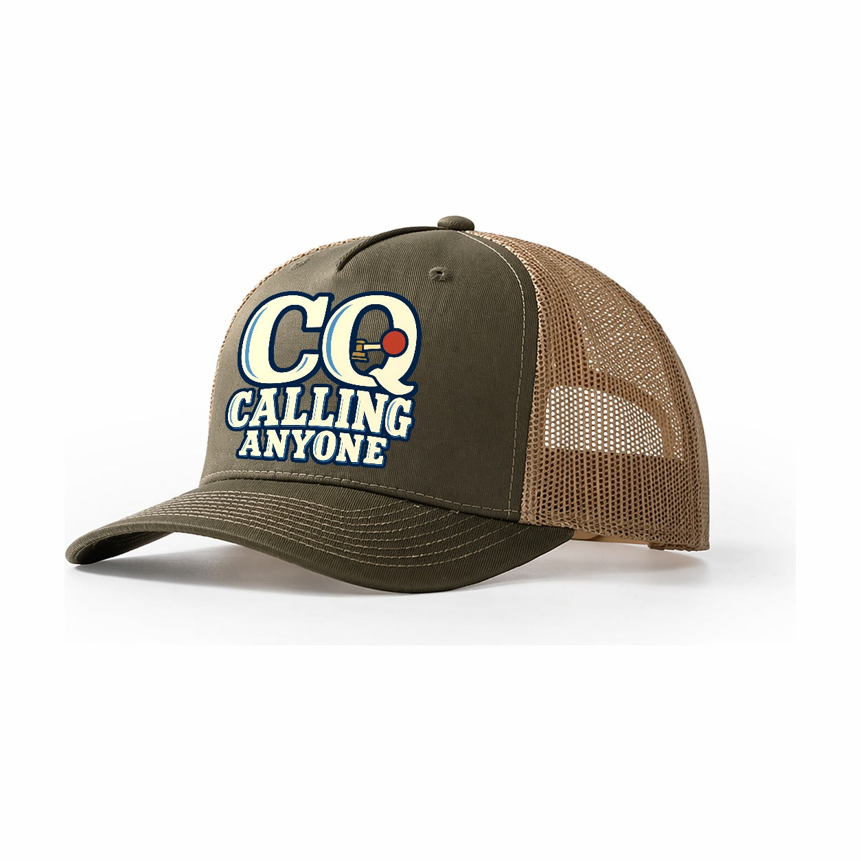 Cq Calling Anyone Amateur Radio Trucker Hat – Olive Khaki