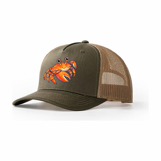 Crab Side Scuttle Sea Sprite Trucker Hat – Olive Khaki