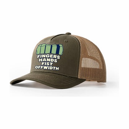 Crack Size Taxonomy Rock Climbing Trucker Hat – Olive Khaki