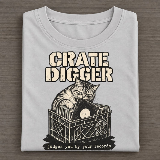 Crate Digger Alley Cat Records Classic T-shirt – Grey