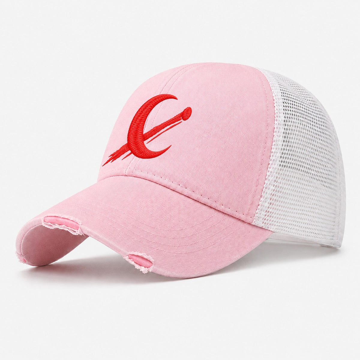 Crescent Meteor Pass Micro Motion Mark Washed Trucker Hat – Light Pink