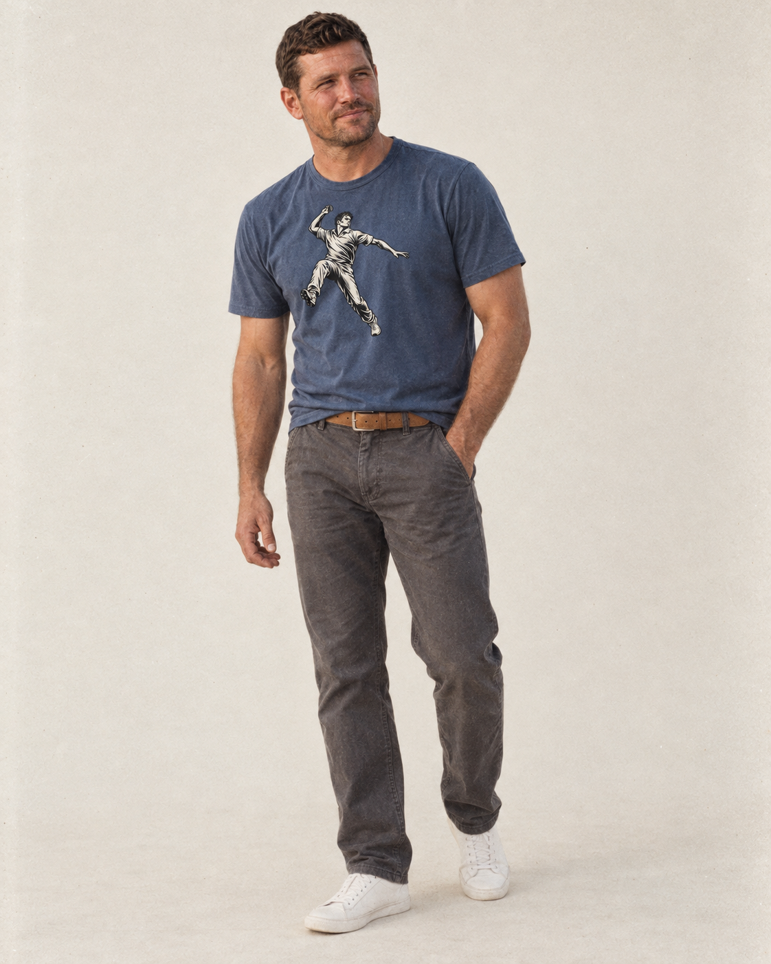 Cricket Fast Bowler Release Global Sports Ink Figures Classic T Shirt D7F01120 – studio model photo