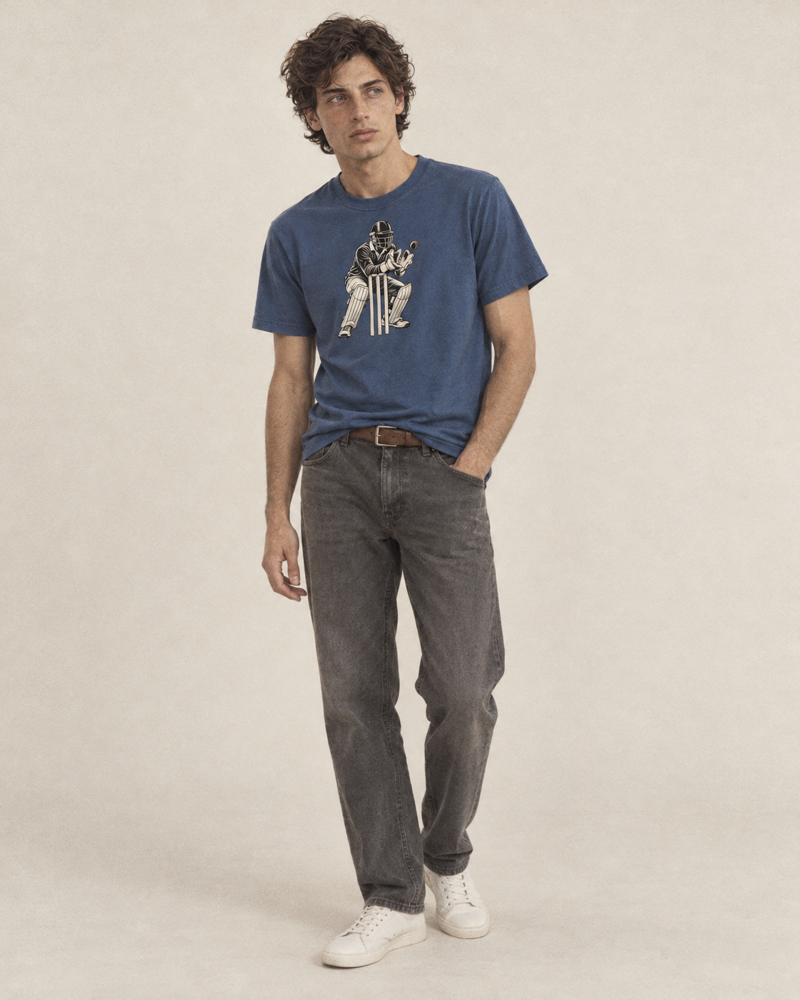 Cricket Wicketkeeper Catch Global Sports Ink Figures Classic T Shirt 5075Dae9 – studio model photo