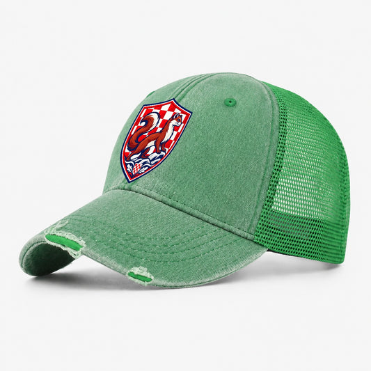 Croatia Minimal Emblem Country Logos Washed Trucker Hat – Ink Green