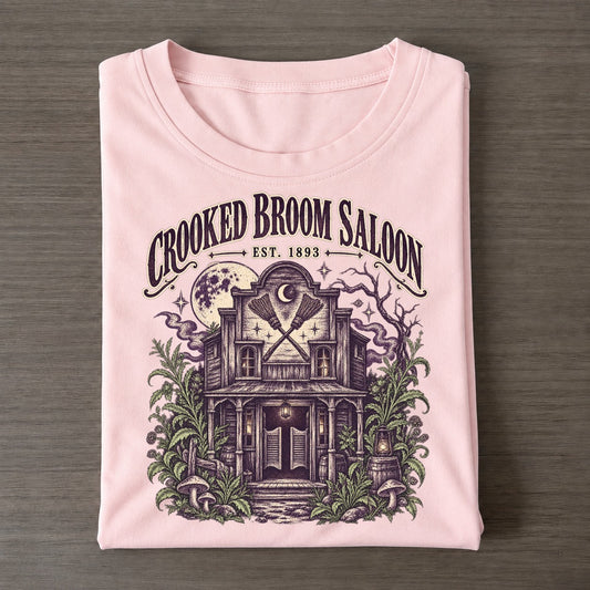 Crooked Broom Saloon Midnight Haunt Classic T-shirt – Pink