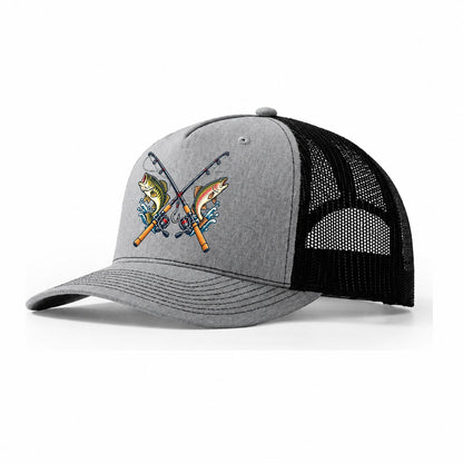 Crossed Rods Fishing Elegant Trucker Hat – Sport Grey Black