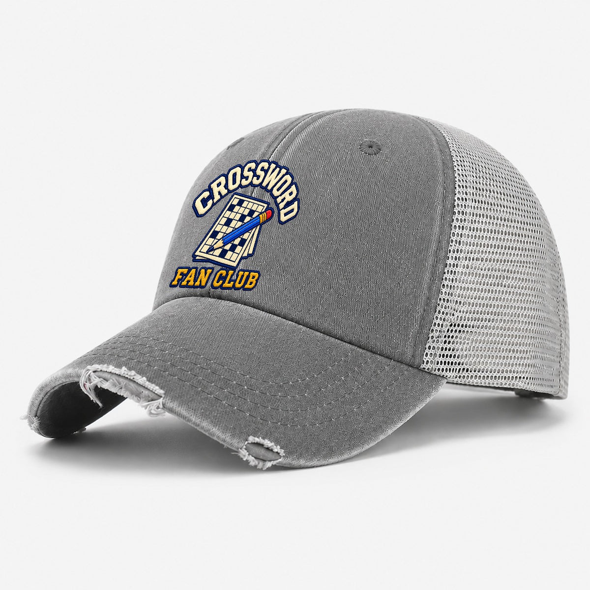 Crossword Fan Club Washed Trucker Hat – Grey
