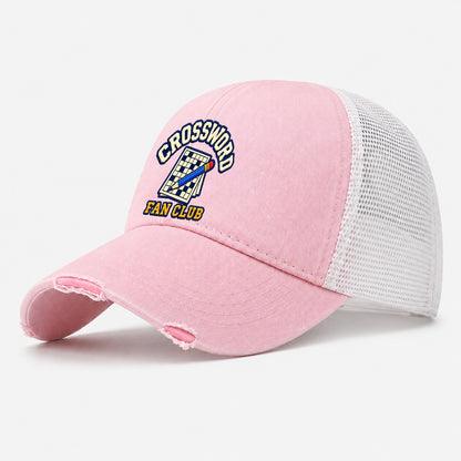 Crossword Fan Club Washed Trucker Hat – Light Pink