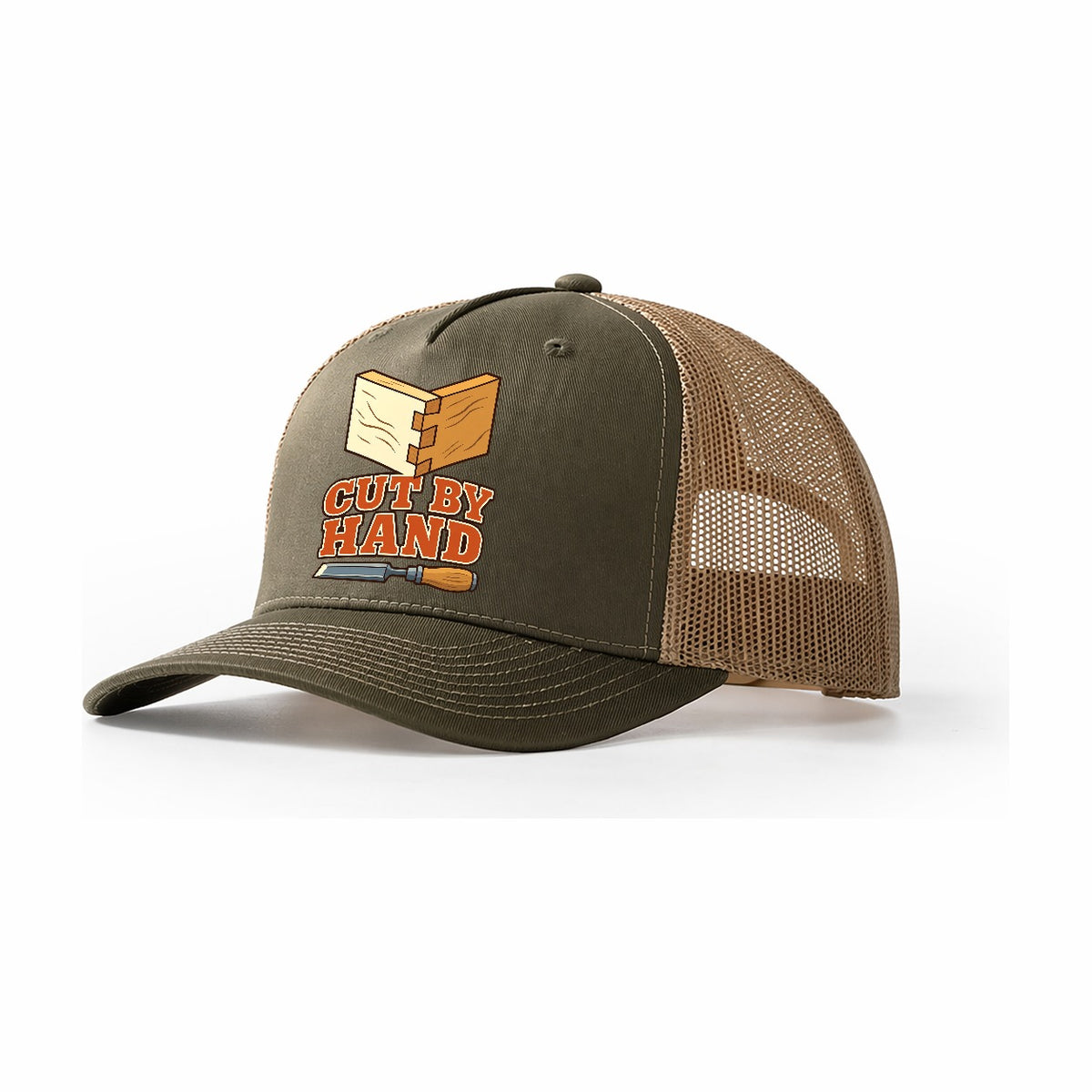 Cut By Hand Woodworking Trucker Hat – Olive Khaki