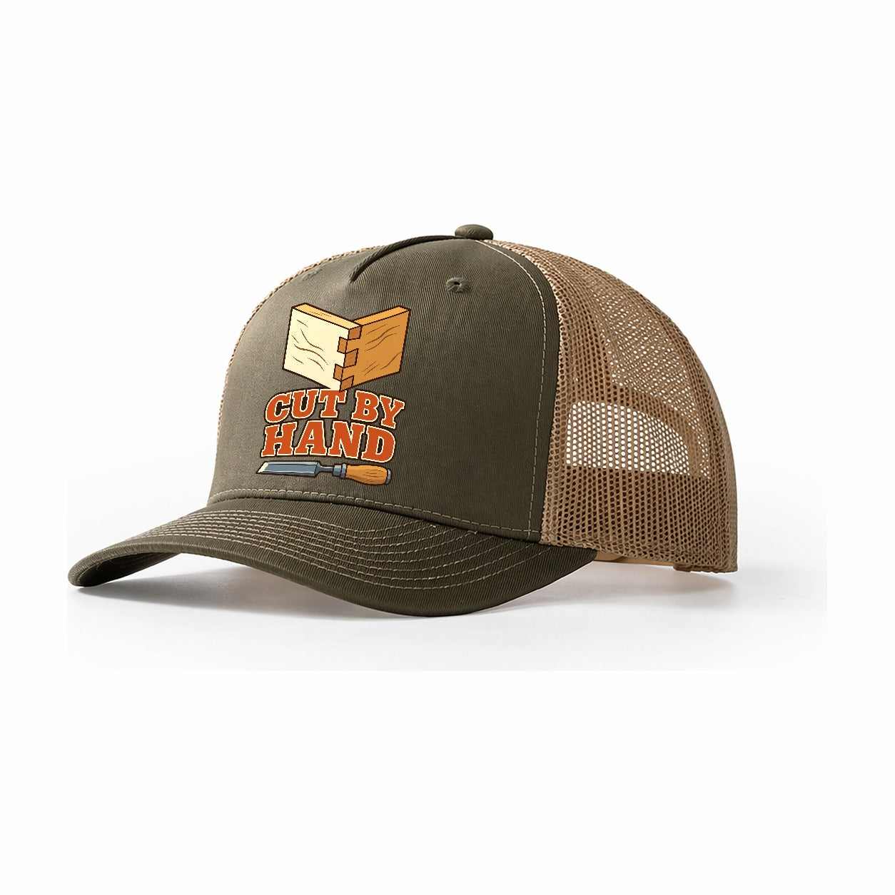 Cut By Hand Woodworking Trucker Hat – Olive Khaki