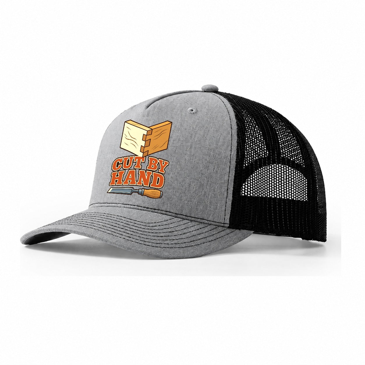 Cut By Hand Woodworking Trucker Hat – Sport Grey Black