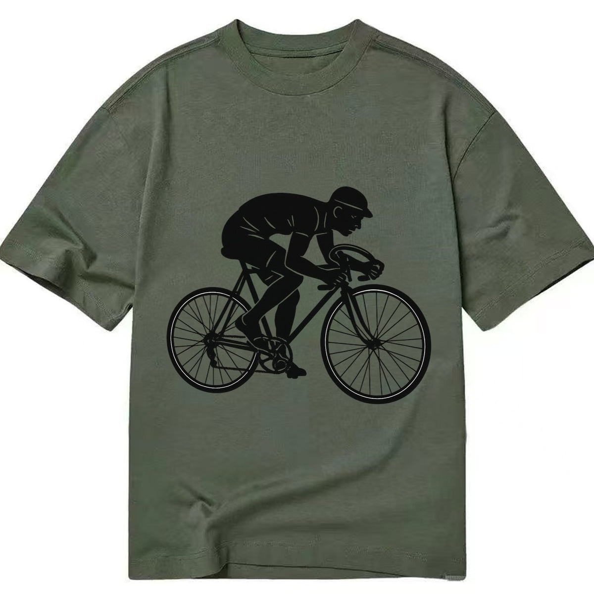 Cyclist sprinting in racing position - Classic T-shirt – Army Green