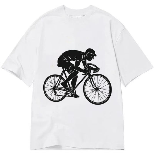Cyclist sprinting in racing position - Classic T-shirt – White
