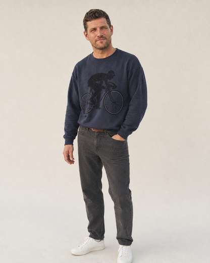 Cyclist Sprinting In Racing Position Fleece Sweatshirt – studio model photo