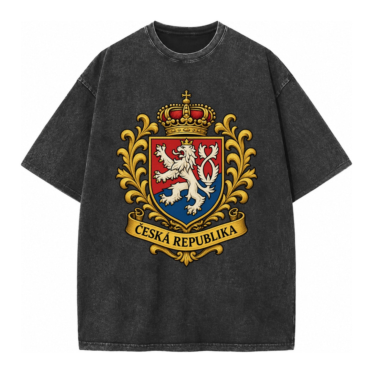 Czech Republic Lion Vintage T-shirt – Black