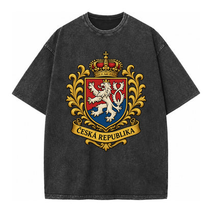 Czech Republic Lion Vintage T-shirt – Black