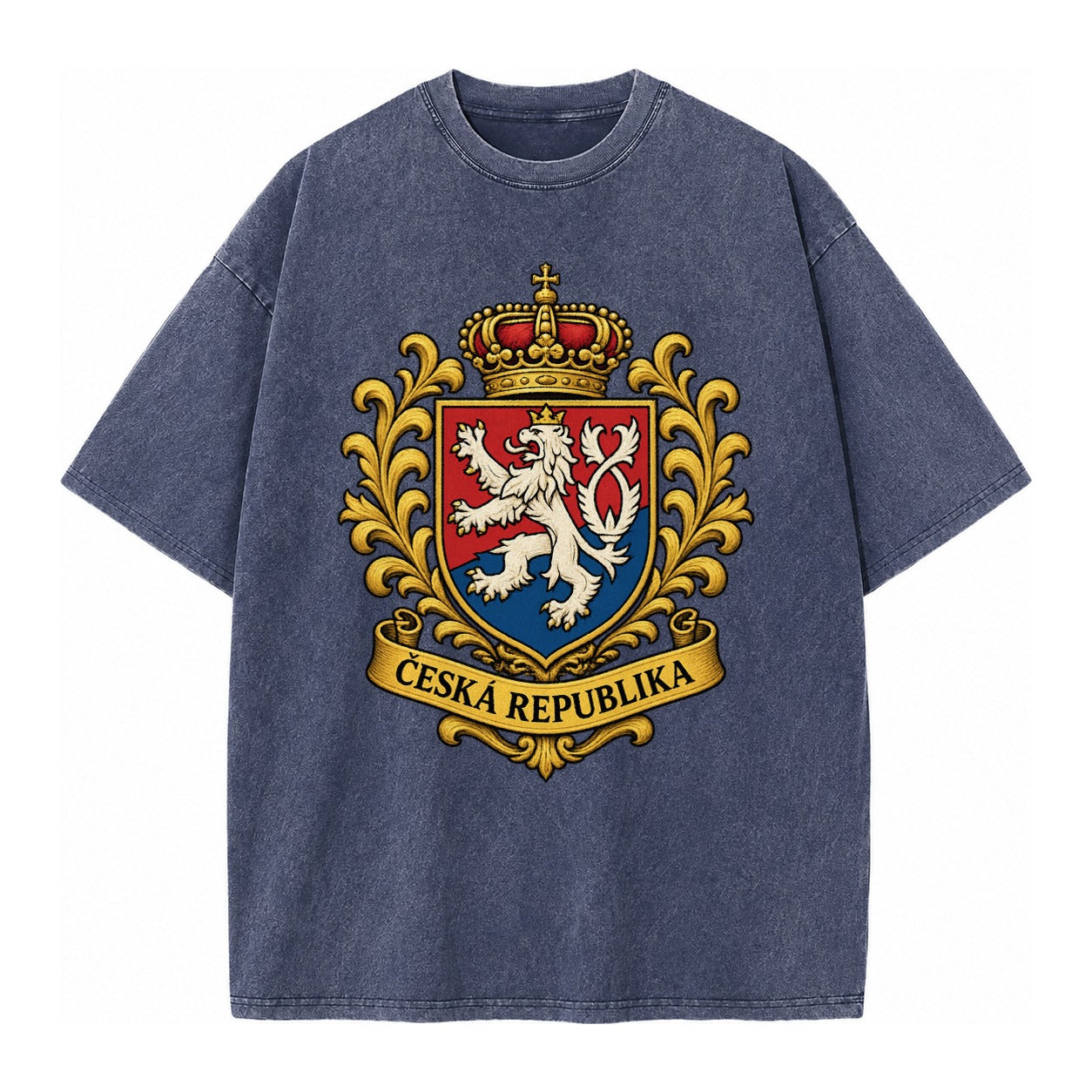 Czech Republic Lion Vintage T-shirt – Blue