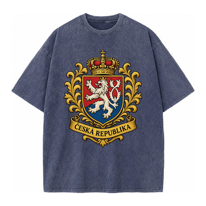 Czech Republic Lion Vintage T-shirt – Blue