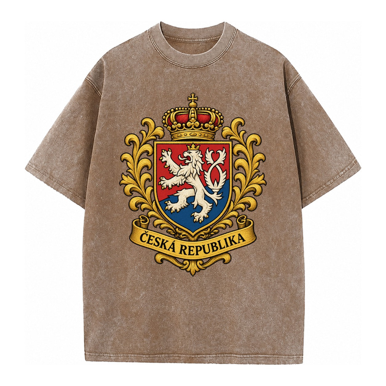 Czech Republic Lion Vintage T-shirt – Brown