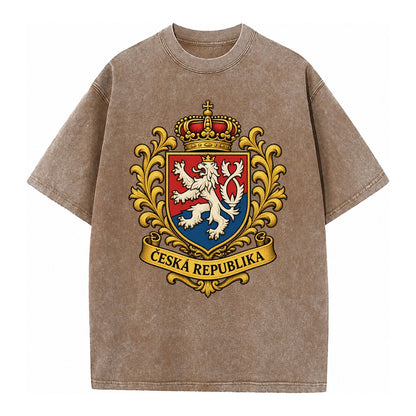 Czech Republic Lion Vintage T-shirt – Brown