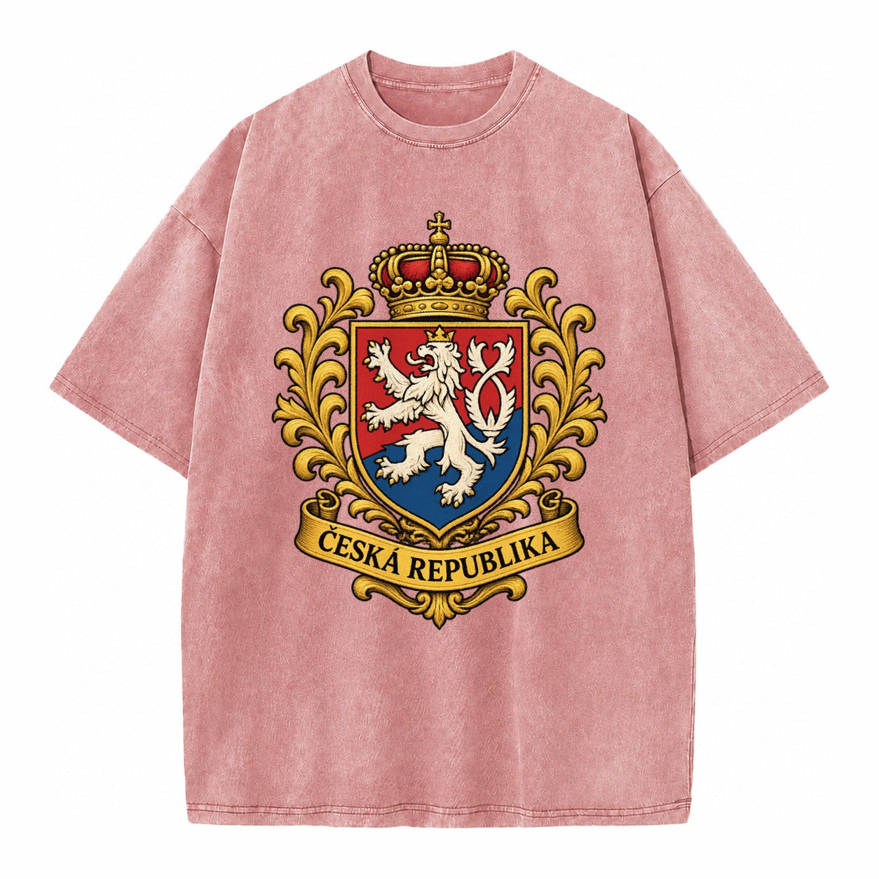 Czech Republic Lion Vintage T-shirt – Dusty Rose(Rose)