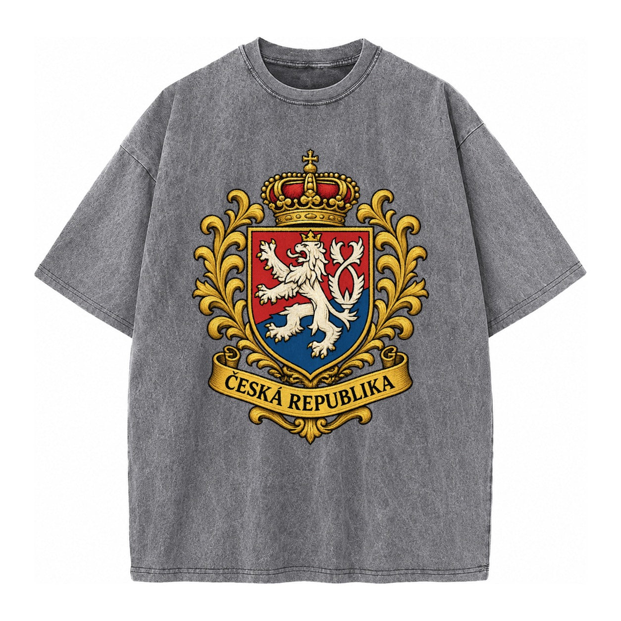 Czech Republic Lion Vintage T-shirt – Grey