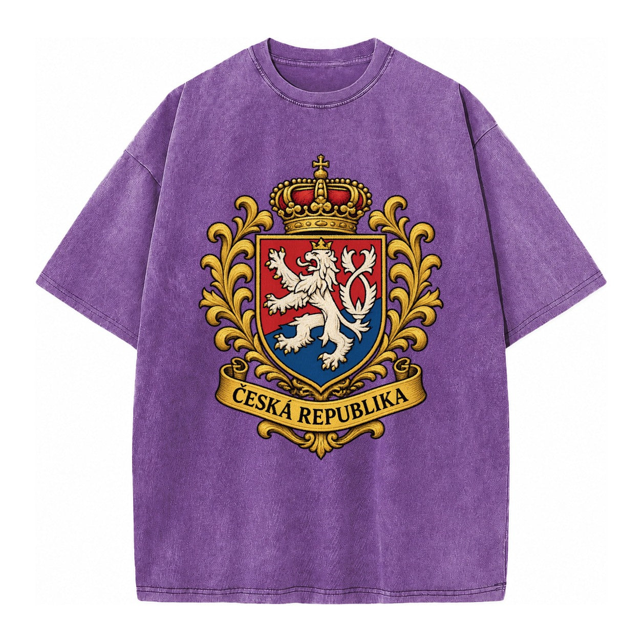 Czech Republic Lion Vintage T-shirt – Purple