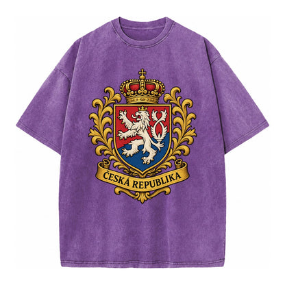Czech Republic Lion Vintage T-shirt – Purple