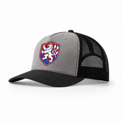 Czech Republic Minimal Emblem Country Logos Trucker Hat – Grey Black