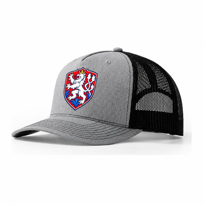 Czech Republic Minimal Emblem Country Logos Trucker Hat – Sport Grey Black