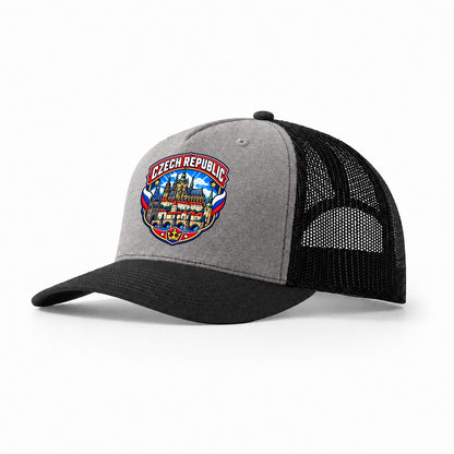 Czech Republic Retro Badge Country Logos Trucker Hat – Grey Black