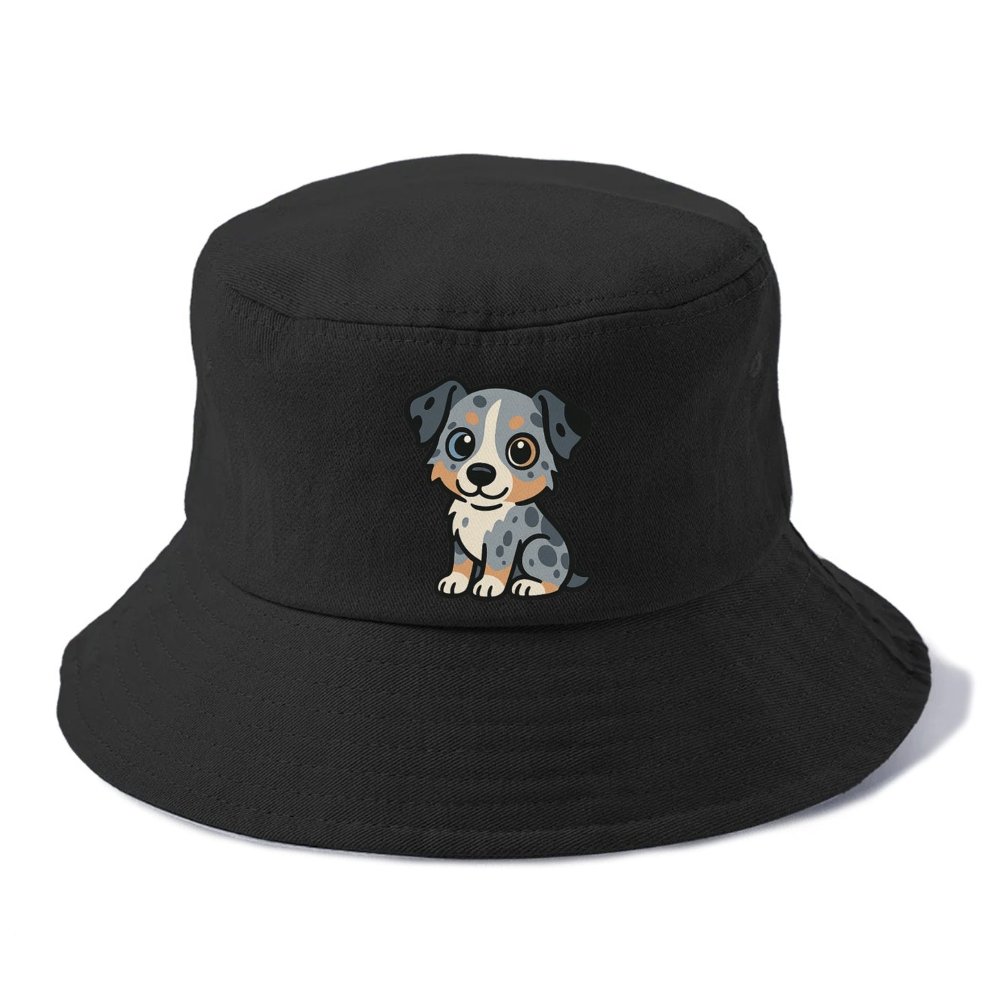 australian shepherd blue merle sitting pose with heterochromia portrait design Hat