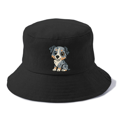 australian shepherd blue merle sitting pose with heterochromia portrait design Hat