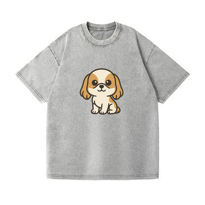 shih tzu white and gold sitting pose with long ears portrait design Hat