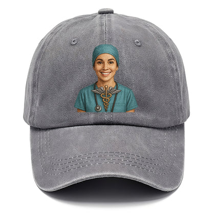 smiling doctor with caduceus art Hat