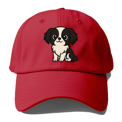 japanese chin black and white sitting pose portrait design Hat