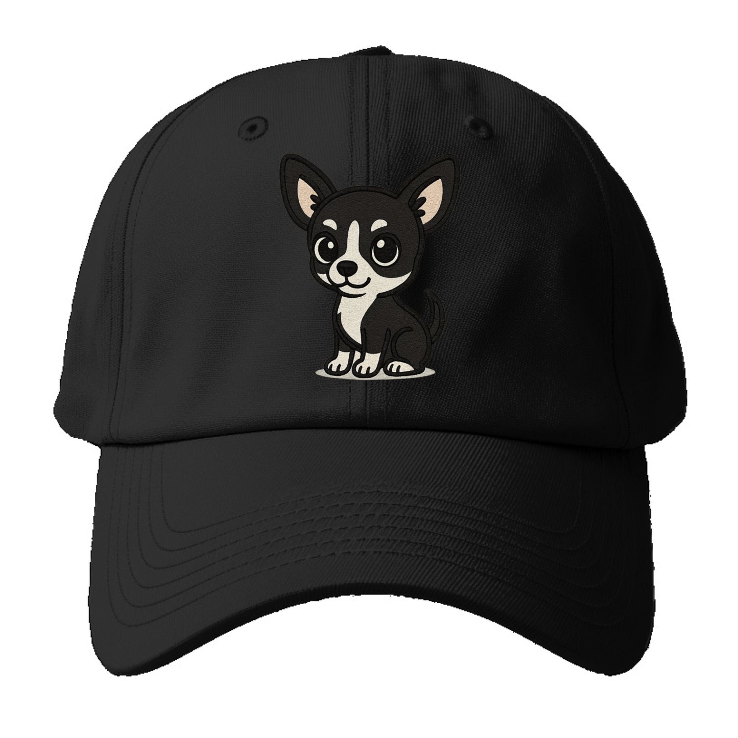 chihuahua black and white sitting pose portrait design Hat