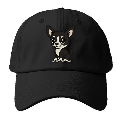 chihuahua black and white sitting pose portrait design Hat