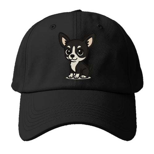 Chihuahua Black And White Sitting Pose Portrait Design Baseball Cap For Big Heads