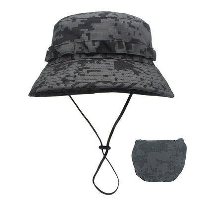 Sombrero de cubo de camuflaje para hombre, sombrero de ala ancha con protección solar, sombrero de pescador de simulación de jungla, sombrero de Montañismo para pesca al aire libre