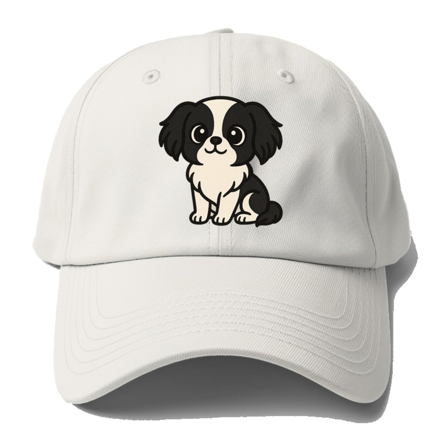 japanese chin black and white sitting pose portrait design Hat