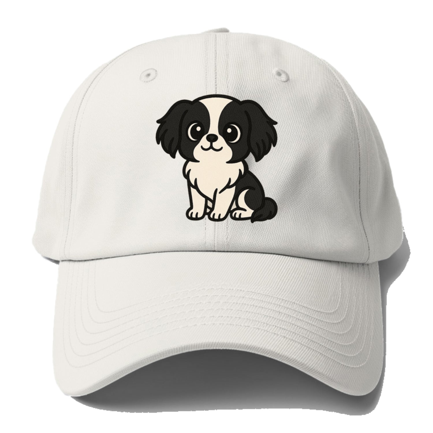japanese chin black and white sitting pose portrait design Hat